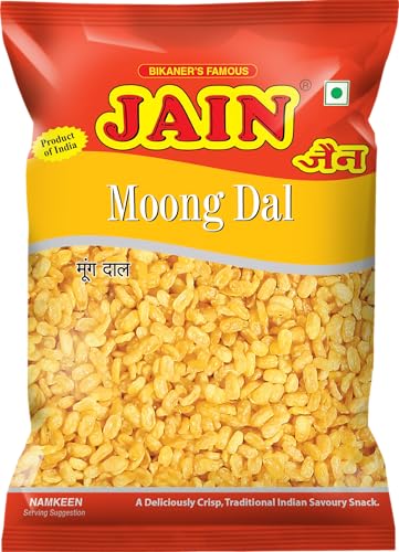 JAIN Moong Dal, Size - 500g, Zipper Packing, Super-Crunchy Moong Lentil Namkeen with Crisp Texture, Protein-Rich, Low-Oil, Ready-to-Eat Snack