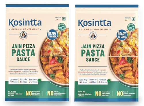 Kosintta Jain Pizza Pasta Sauce 150g (Pack of 2) | No Onion No Garlic | Authentic Italian Taste | Ready to Use Cooking Sauce | Perfect for Pizza Pasta & Snacks | Rich Flavor | Jain Friendly | Healthy & Tasty Sauce