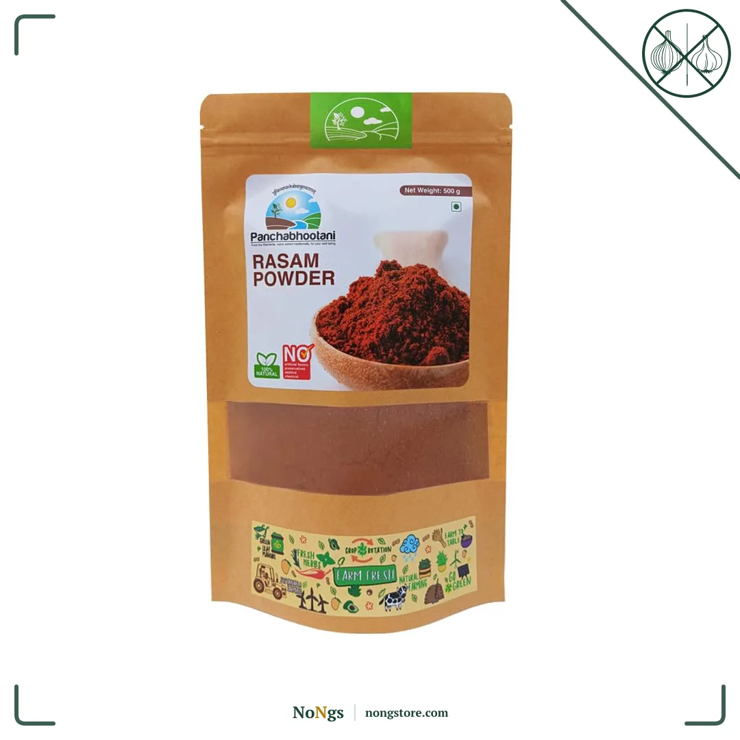 Panchabhootani Rasam Powder-500g | South Indian Authentic Flavour, Easy Digestion, Farm Fresh, Vegan Friendly, No Garlic, No Onion, 3 varieties of roasted dry red chilles, Rich Aroma, Mouth Watering
