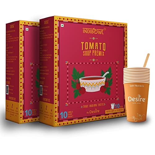 INDICUP Tomato Soup Packet | Ready to Eat Instant Soup Premix | Soup in Fresh Just Add Hot Water & Enjoy | Refreshing Taste | 20 Sachets