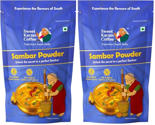 Sweet Karam Coffee Sambar Powder (Podi) – 180 grams | No Onion or Garlic | Authentic Homemade South Indian Masala | 100% Natural & Organic Ingredients | Aromatic, Healthy & Flavorful Spice Blend