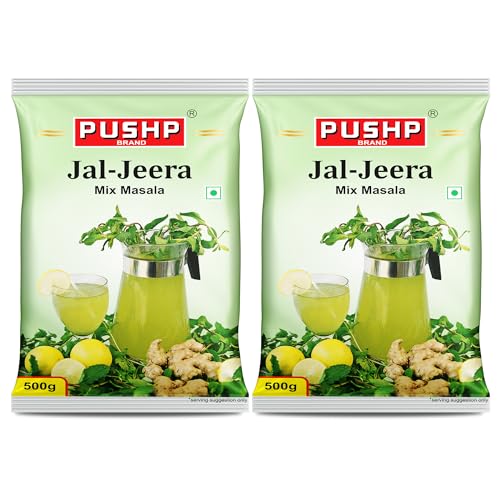 Pushp Brand Jal Jeera Powder (Masala) 500 g Pouch | Pack of 2 | Instant Drink Mix Masala for Refreshing Summer Drink & Chat, Mint & Cumin Blend, No Artificial Colours | Hygienically Packed |