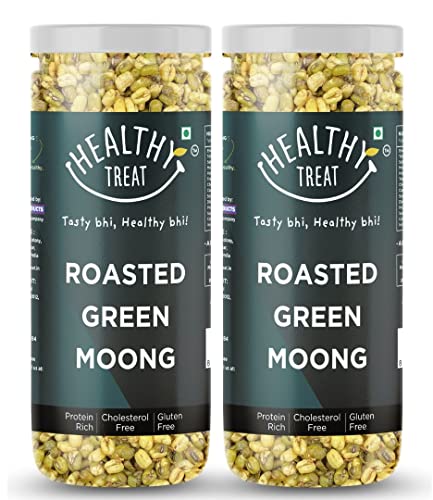 Healthy Treat Roasted Solid Moong 300 gm (Pack of 2-150 gm each) | Spicy Masala Moong | Healthy Roasted Snacks | Protein Rich Snack | Roasted Oil-Free Namkeen | Gluten Free