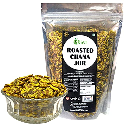 D4Diet Roasted Chana Jor, 200g / Soft Textured, Protein Rich, Gluten Free, Vegan snack/Healthy Namkeen/Roasted Namkeen