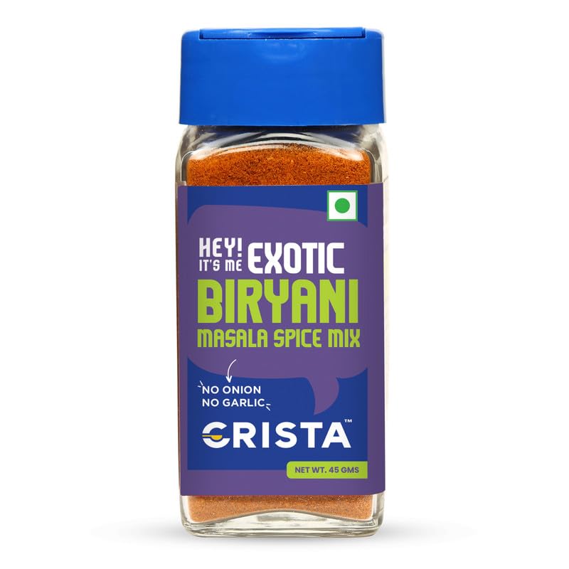 CRISTA Exotic Biryani Masala Spice Mix | Rich in flavour | No Onion | No Garlic | Vegan | Pure | Zero added Colours, Fillers, Additives & Preservatives | 45 gms