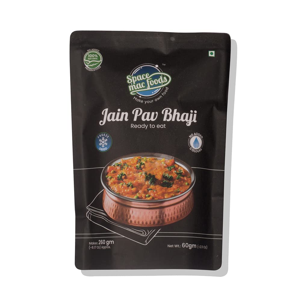 SPACEMAC FOODS Freeze Dried Jain Pav Bhaji Ready to Eat, Instant Mix, 60 Gram