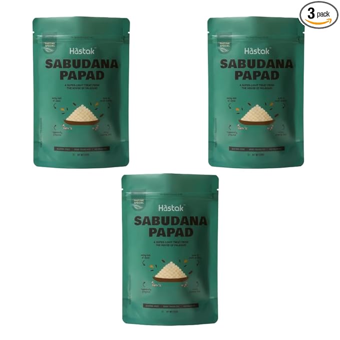 Hastak Sabudana Papad | Fasting Special Snack | No cholestrol No trans fat| Vrat Upwas Fast Papad| No onion No garlic Falahari Papad| Ready to Fry (3, 120 gms)