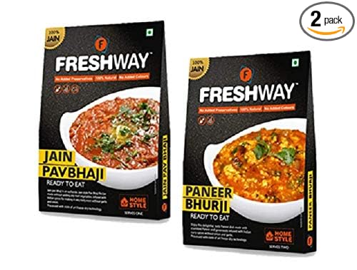 Freshway Ready to Eat Pack of 2 Jain Pav Bhaji & Jain Paneer Bhurji | Freeze Dried Instant Indian Meals | No Added Preservatives or Colors | Authentic Jain Flavors | Perfect for Travelers, Students & Busy Professionals