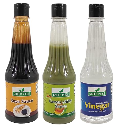 Green Piece Jain Sauce WIth No Onion/Garlic Soya sauce,Green Chilli & Vinegar.(Pack of 3) Sauce (1500 ml)