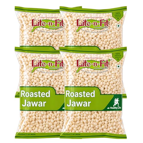 Lite-n-Fit Roasted Jowar - 130g Each, Pack of 4 | Crunchy & Healthy Sorghum Snack | Roasted Namkeen | Light & Crispy Evening Snack | Jowar Murmura