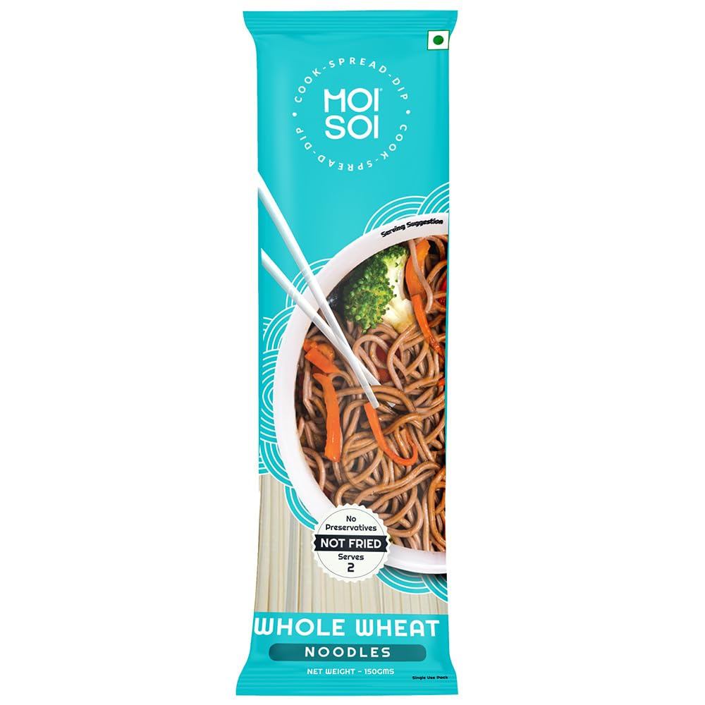 MOI SOI Whole Wheat Hakka Noodles, 150g (No Maida | Not Fried | No Preservatives or MSG)