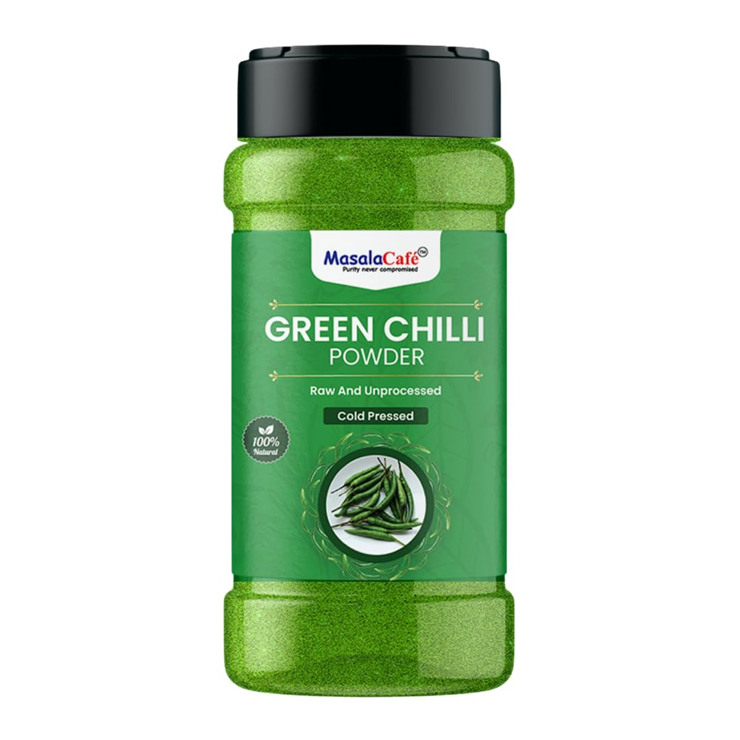 Masala Cafe Green Chilli Powder Masala | Cold Pressed Spices for Everyday Cooking | Pure, Natural & Flavorful | No Preservatives (100 Gram, Green Chilli Powder)