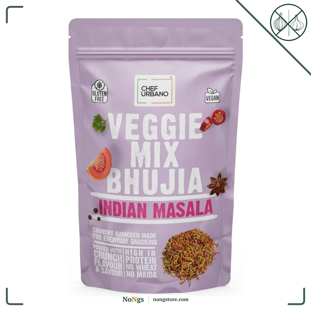 Chef Urbano Veggie Mix Bhujia - Indian Masala Flavour (70g) | Gluten Free & Vegan | High Fiber & Protein | No Wheat No Maida | Light & Healthy Everyday Snacking - Pack of 1