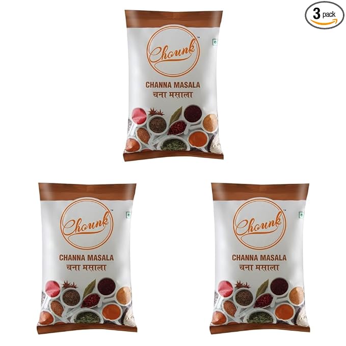 Chounk 100% Pure Punjabi Chana Masala Powder 500g No Onion No Garlic Blended Spice Mix Ready To Cook Powder Masala | No Chemicals (Pack of 3)