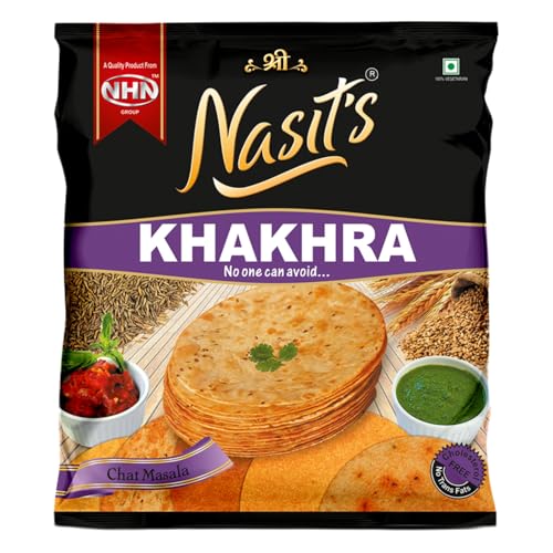 Nasit's Khakhra, Crispy Roasted Gujarati Snack, Multiple Flavors, Tea-Time Ready to Eat, 200g (Chat Masala)