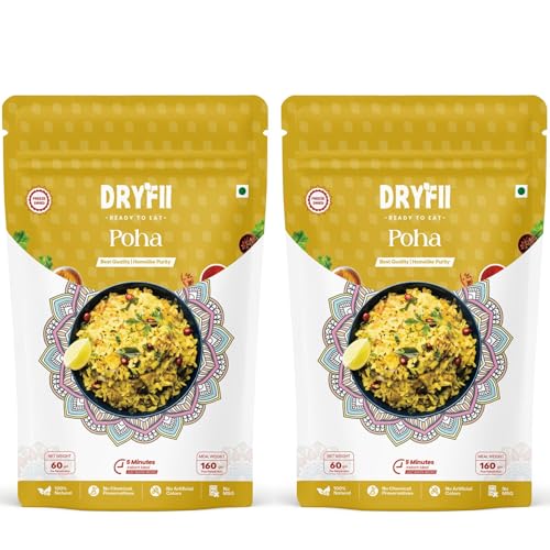 Dryfii Ready-to-Eat Instant Jain Poha | Pure Veg | Freeze Dried | No Onion, No Garlic | Rehydrated Weight 320 g