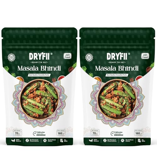 Dryfii Ready-to-Eat Instant Jain Masala Bhindi | Pure Veg | Freeze Dried | No Onion, No Garlic | Rehydrated Weight 360 g