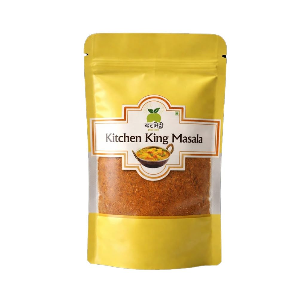 Khat Mitthi 100g Kitchen King Masala Authentic Indian Spice Blend for Sabzi, Curry & Gravy | Traditional Homemade Flavor | Fresh Aromatic Mixed Masala Powder Pouch