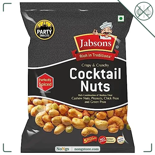 Jabsons Cocktail Nuts - 120g | Crunchy Party Namkeen Snack Mix | No Onion No Garlic, Healthy, Protein Snack, Indian Munchies | Zero Transfat & Cholestrol | Anytime Snacking