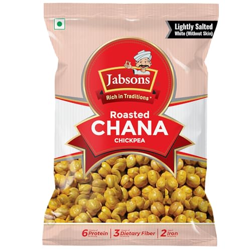 Jabsons Roasted Chana Mahabaleshwar White, 200gm | 100% Roasted | No Onion No Garlic | Desi Chana Namkeen Snacks Gluten-Free | Crunchy Protein Snacks Bhuna Chana Ready to Eat