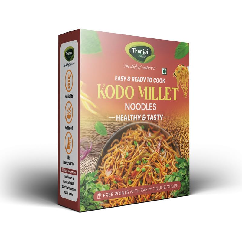 Thanjai Natural Kodo Millet Noodles 180 Grams of Homemade Natural Noodles (No Preservatives, No Chemicals, No Artificial Extract)