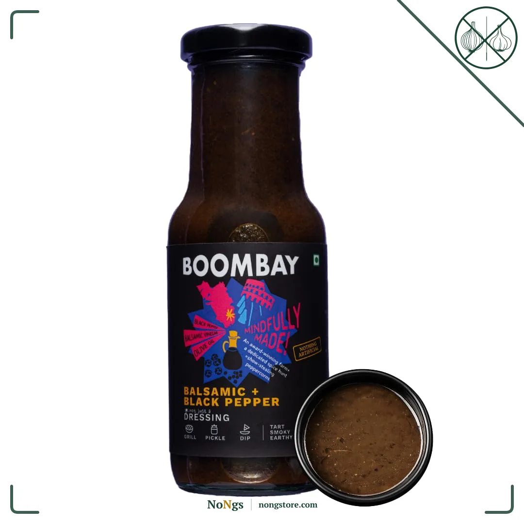 BOOMBAY Balsamic + Black Pepper Salad Dressing 220g | Nothing Artificial | No Bad Oils | No Refined Sugars | Plant Based | No Onion or Garlic | Use for Pasta Topping, Marinade, Dip with Bread, Pickle