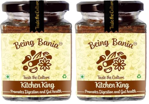 Being Bania Kitchen King Masala, 100g | 100% Natural Spices Mix | No garlic or onion | No MSG | Kitchen masala powder | Exotic Indian Masala Spices | King Masala (Pack of 2)