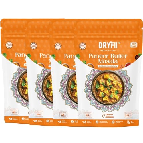 Dryfii Ready-to-Eat Instant Jain Paneer Butter Masala | Pure Veg | Freeze Dried | No Onion, No Garlic | Rehydrated Weight 860 g (Pack of 4)