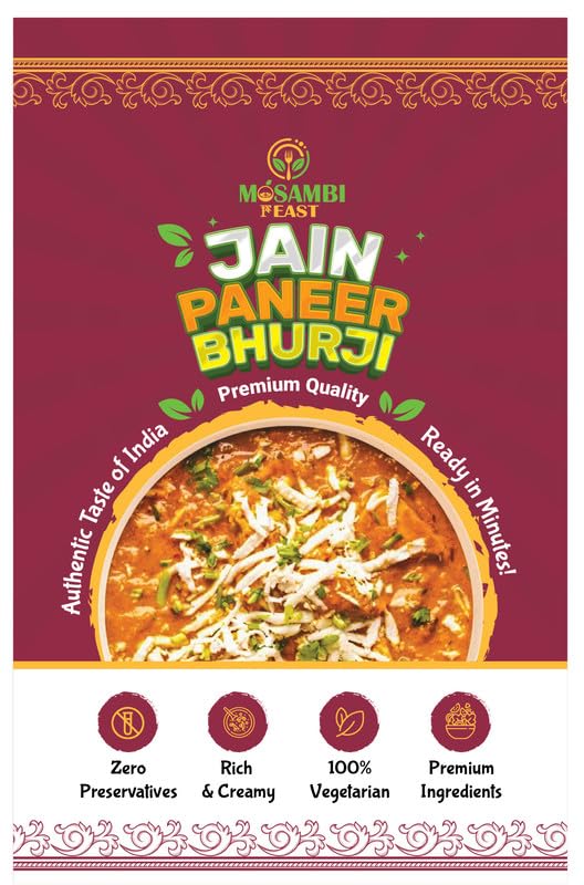 MOSAMBI FEAST Ready-to-Eat Jain Paneer Bhurji | 100% Natural Zero Preservatives | Rich Creamy Authentic Indian Flavors | Healthy Vegetarian Meal