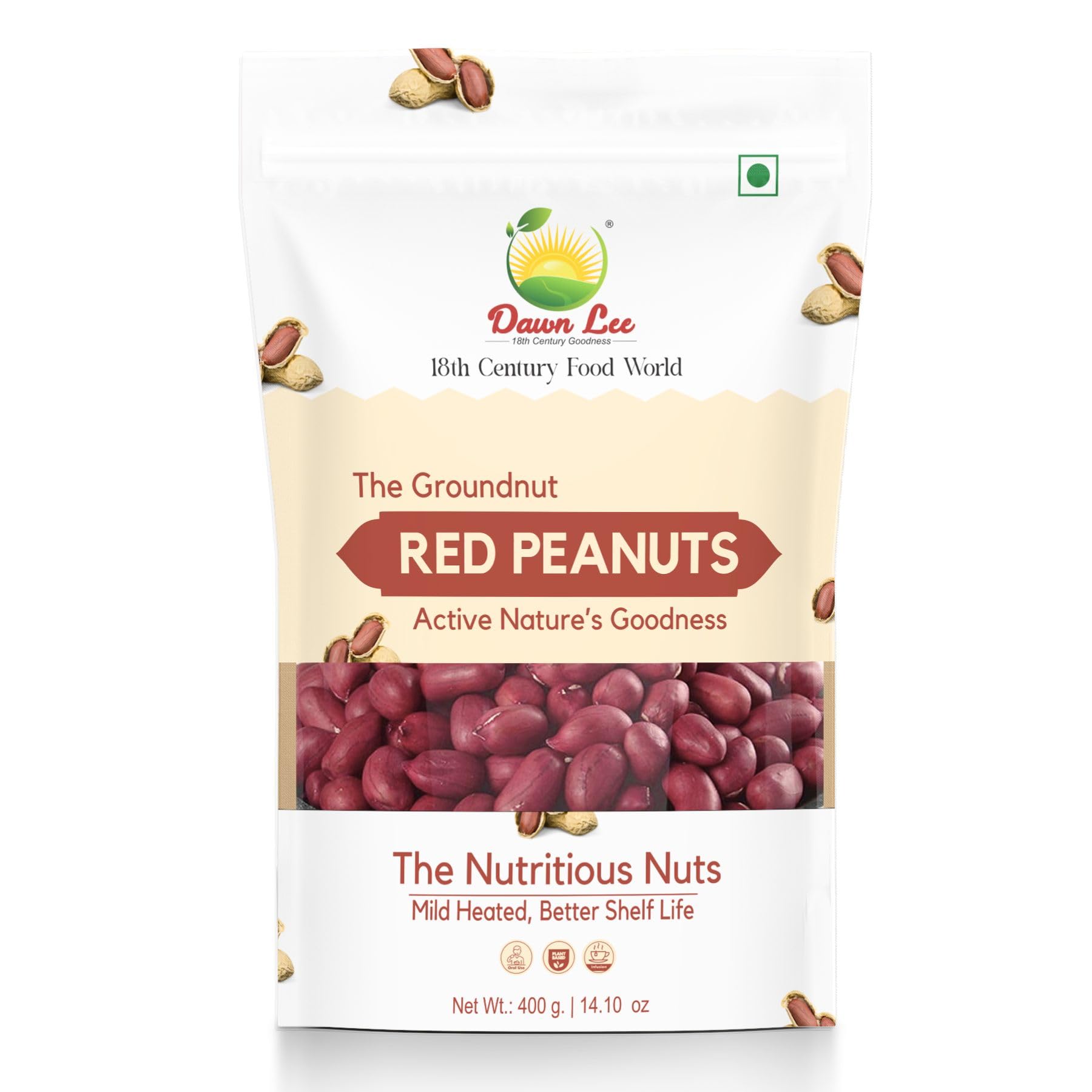 Dawn Lee Raw Red Peanuts 400g | Desi Moongfali (Groundnut) | Natural Protein Snack | Gluten-Free Unpolished Singdana | Healthy Mungfali for Ekadashi, Navratri, Roasting & Chutneys