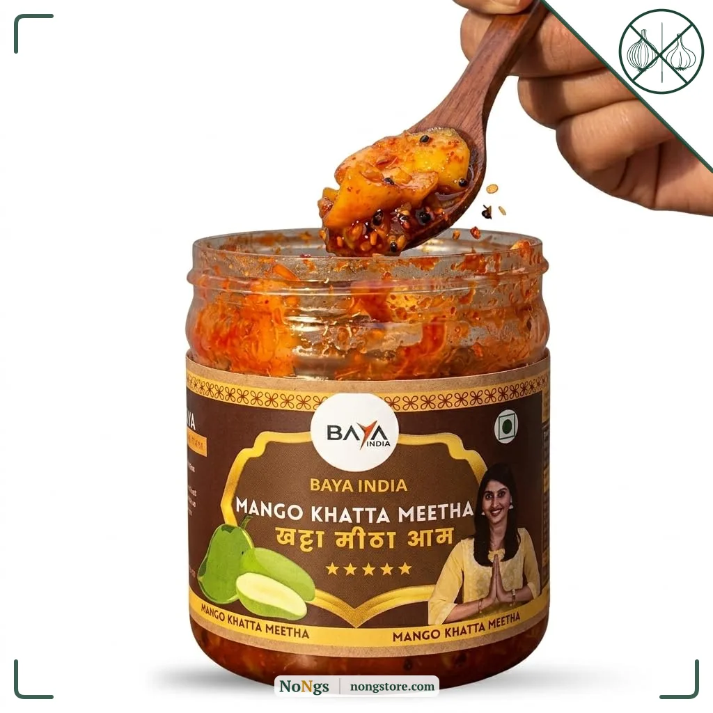 Baya India Khatta Meetha Mango Pickle | Sweet & Tangy Aam ka Achar | Homemade Style | No Chemical & No Preservatives | Traditional Indian Pickle | No Onion No Garlic | 250g Plastic Jar (250g)