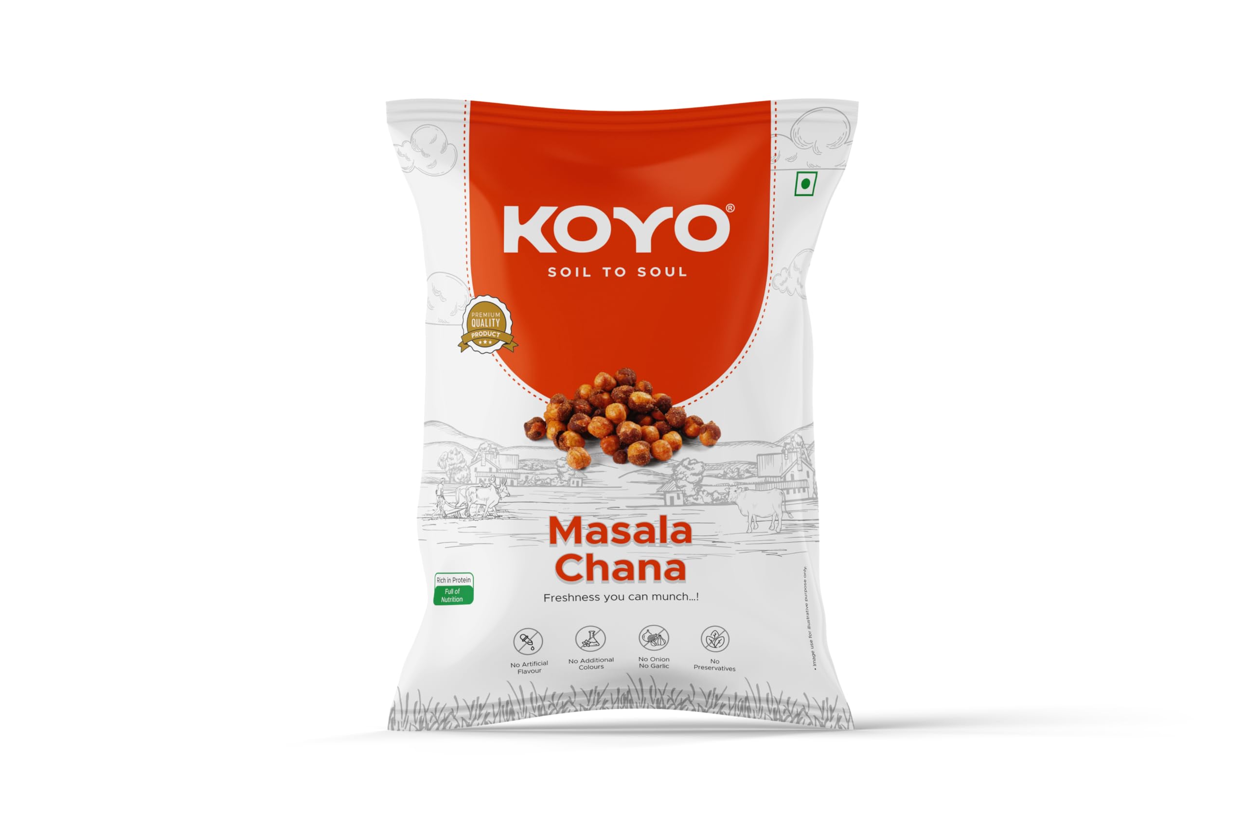 KOYO Masala Chana 360g, Snack and Namkeen | Roasted Chana Masala Chickpeas Masala Chana | High Protein Healthy Snack | Natural and Crunchy