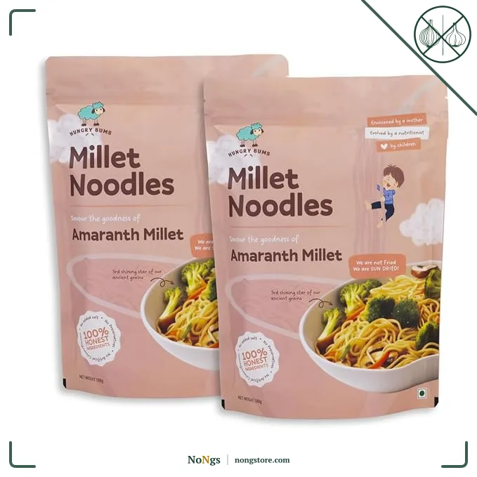Amaranth Millet Noodles - Pack Of 2 (180gm each) | 100% Sun Dried, Non-Fried Vegan Noodles | High in Fibers, Minerals and Antioxidants | Lactose-Free, No Maida, No MSG, No Preservatives