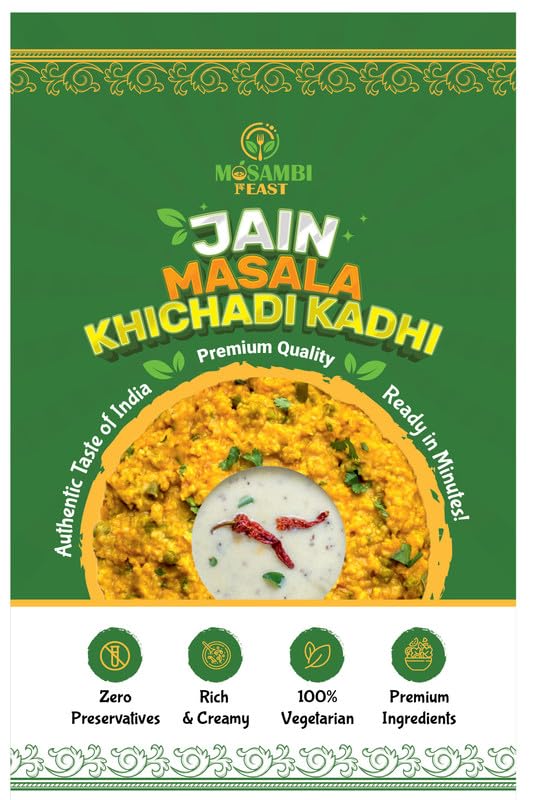 MOSAMBI FEAST Ready-to-Eat Jain Masala Khichdi Kadhi | 100% Natural No Preservatives | Rich Creamy Authentic Indian Flavors | Healthy Vegetarian Meal