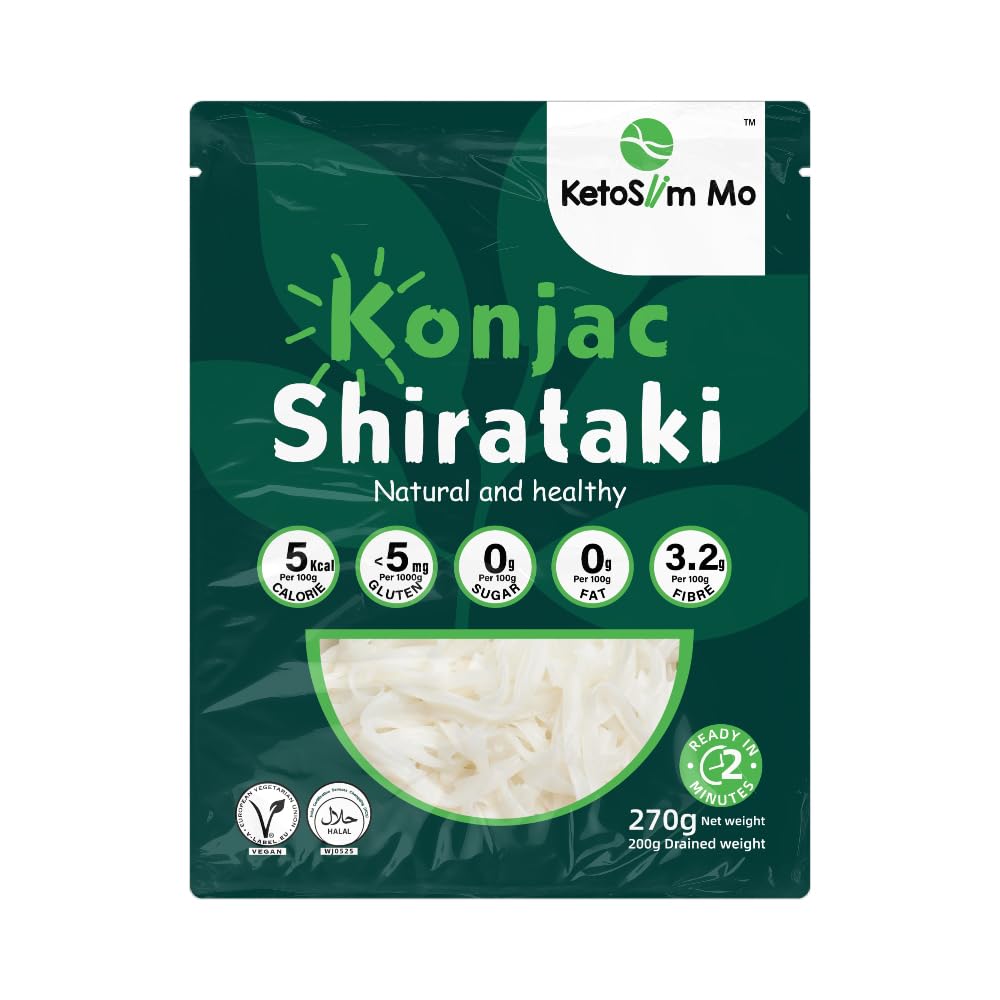 Shinsakura KetoSlim Shirataki Mo Konjac Fettuccine 270 g | Low Calorie | Zero Sugar | Keto Friendly | Good Source of Fibre | Fat Free