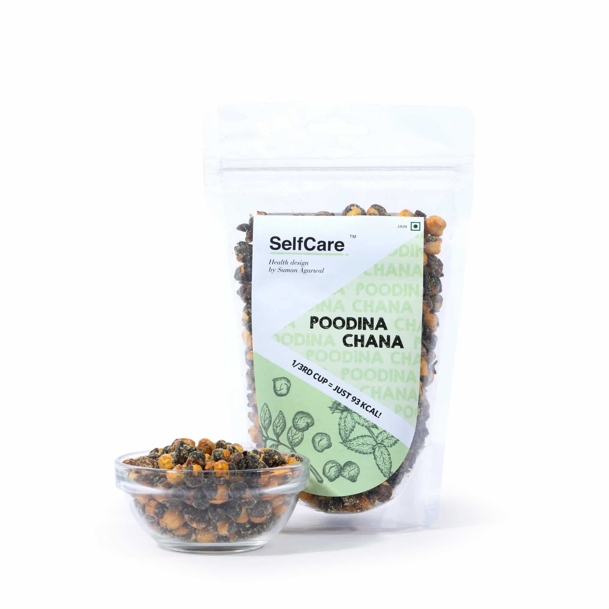 SelfCare By Suman Agarwal Poodina Chana Pack of 1 200g | Roasted - No Added Sugar - Gluten Free | Snacks - Namkeen - Grocery | Spicy Crunchy & Chatpata - Tae time Snakcing | Jain & Travel Friendly