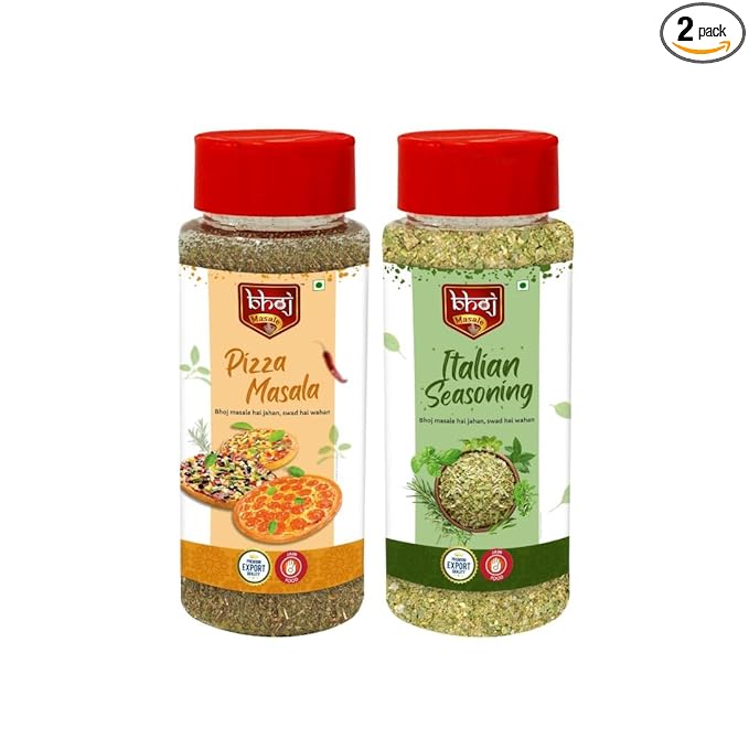Bhoj Masale All Natural & Healthy Italian & Pizza seasoning - 50g each (Jain Spice Blend for Pizza, Pasta Seasoning)