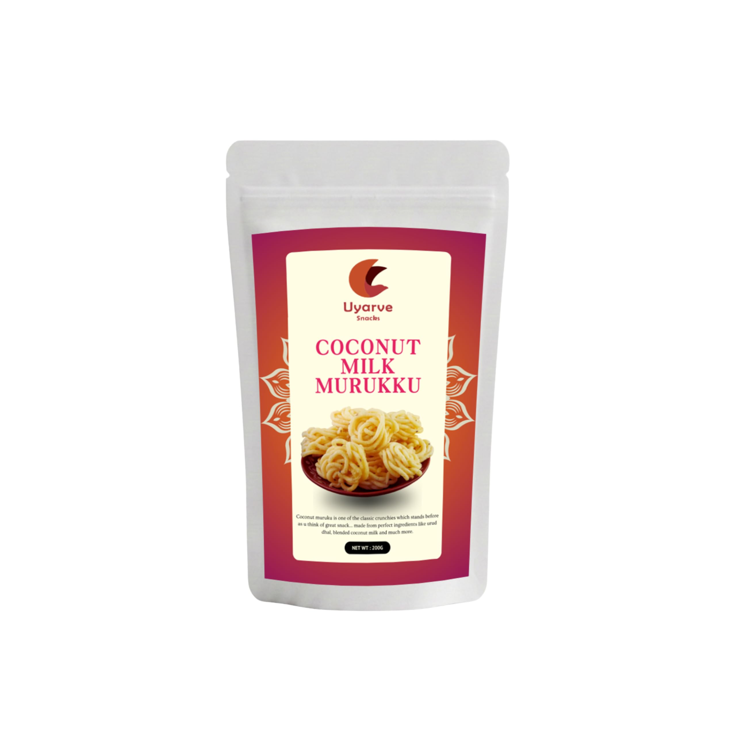 Uyarve Authentic Coconut Milk Murukku (200g) | Premium Thengai Paal Murukku | Crispy Traditional South Indian Snack | Gluten Free Rice Savoury | No Artificial Preservatives