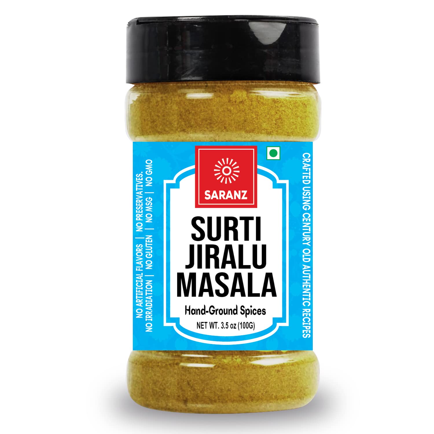 SARANZ Surti Jiralu Masala Perfect for Cooking, Ready to Use, No added colours, Spice Powders and Masalas, Premium Artisanal Spices with Rich & Strong Flavour-100 Grams Bottle