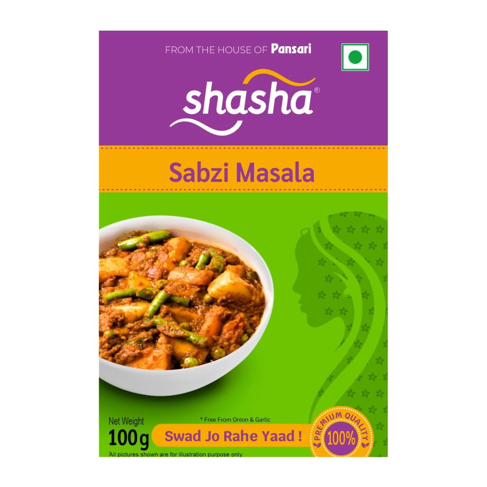 Shasha Sabzi Masala 100g - Spice Mix for Vegetables, Free from Onion & Garlic - Authentic Taste of Indian Spices