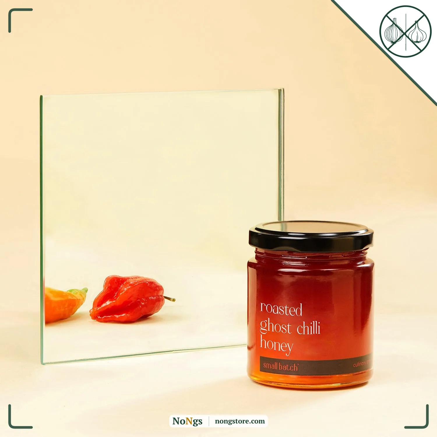 SMALLBATCH Roasted Ghost Chilli Honey, Gourmet Honey Blend, Ghost Pepper, Salad Dressings, Spread, Dip, Chips, Noodles, Pizza, Popcorn, Toast, Garlic Bread, Crackers, Bhut Jolokia, 100% Veg - 220gms