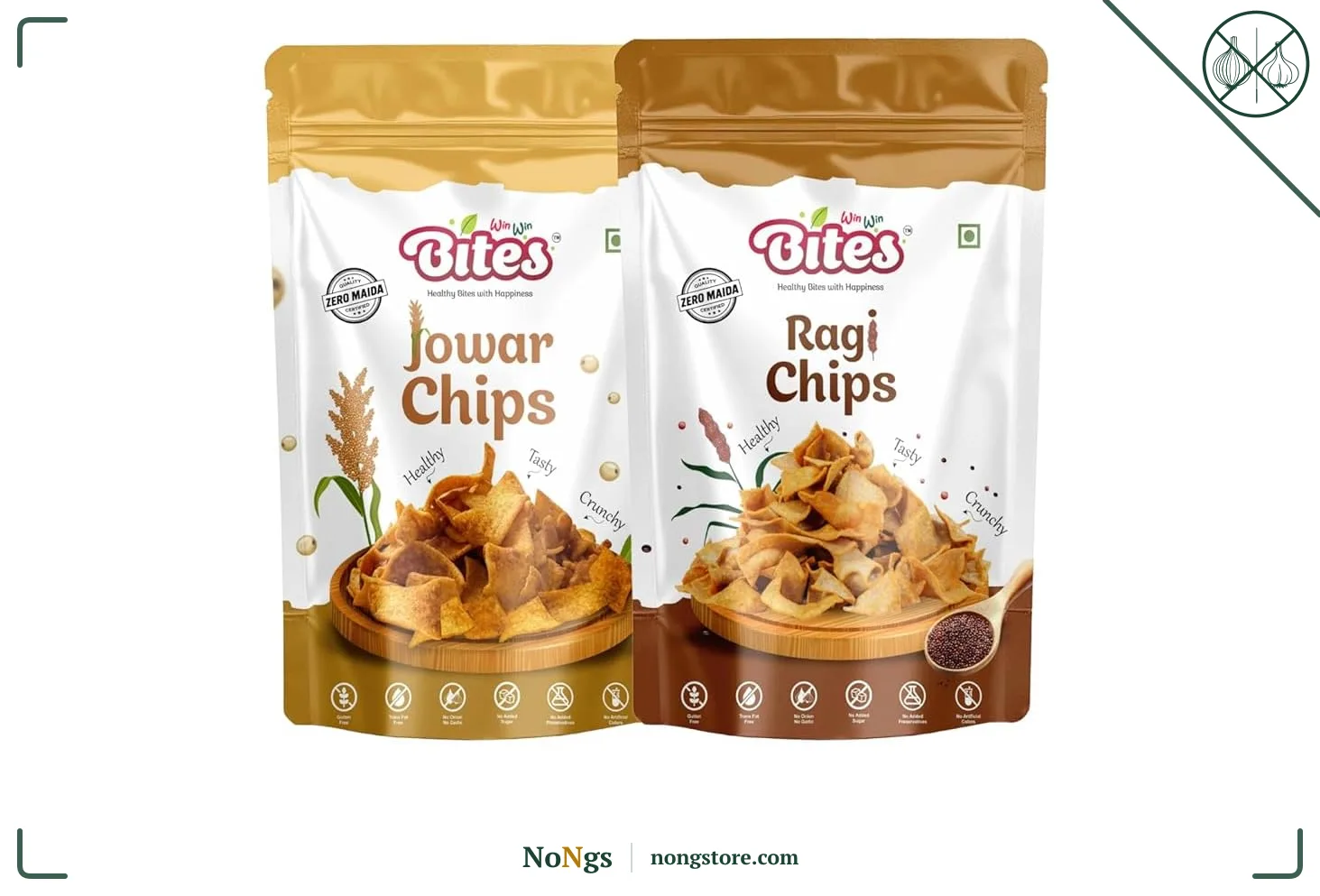 Win Win Bites Millets Healthy Combo Chips | Jowar, Ragi Chips, No Maida, No Onion No Garlic, Crunchy Millets Snacks 170g (2 x 85g Pack)