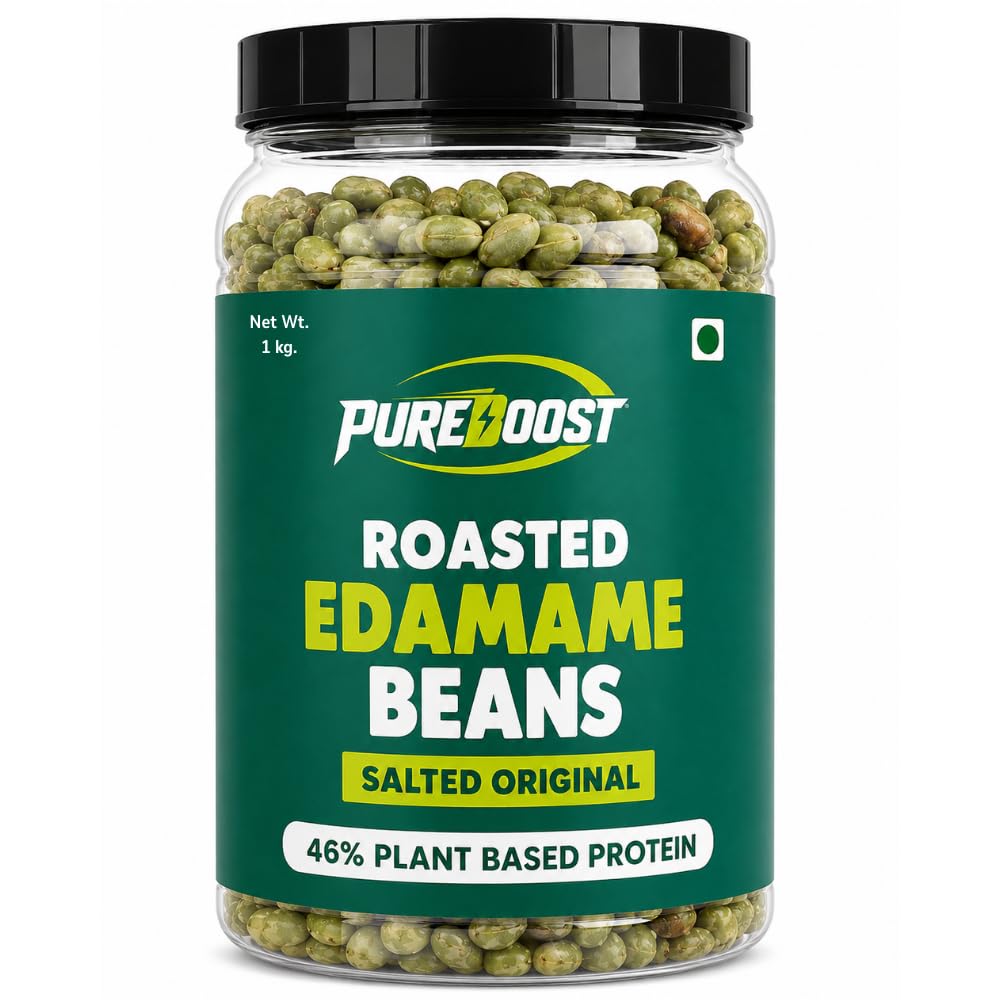 Roasted Salted Edamame, 1 kg (46% Protein, 14% Fiber, Lightly Salted Young Green Soybeans, Highest Plant Protein Supersnack) 500g*2