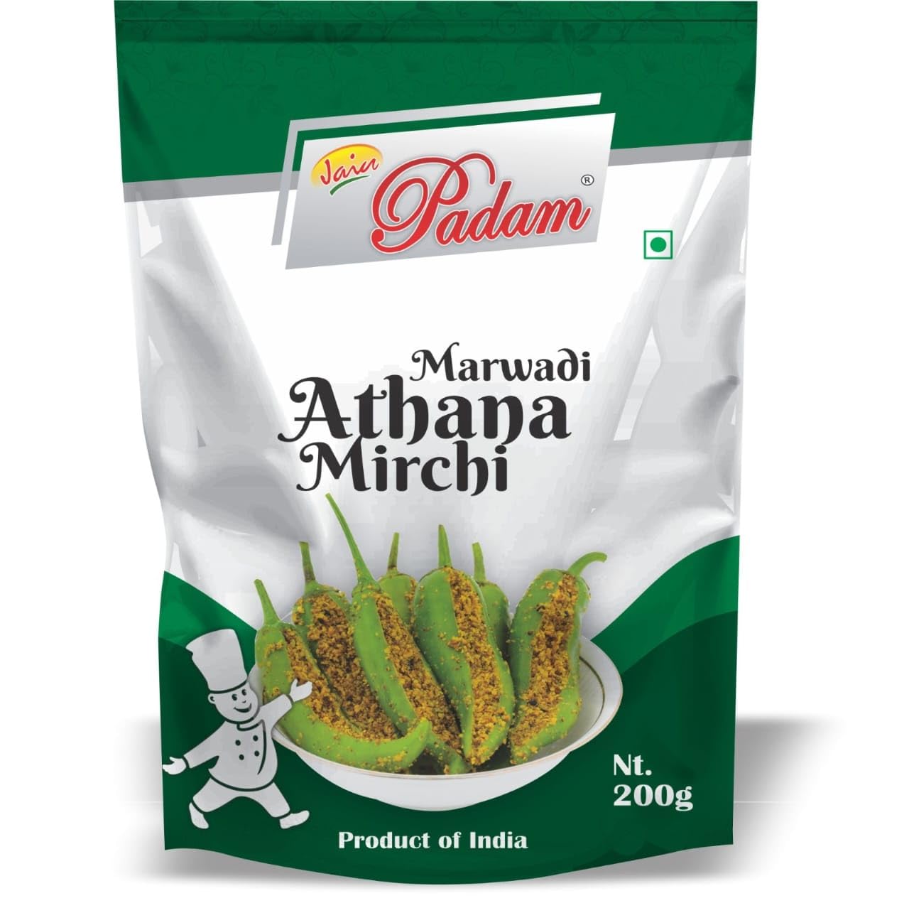 Jain Padam Marwadi Athana Mirchi Green Chilli Pickle मारवाड़ी अथाना मिर्ची का अचार (200 GM)