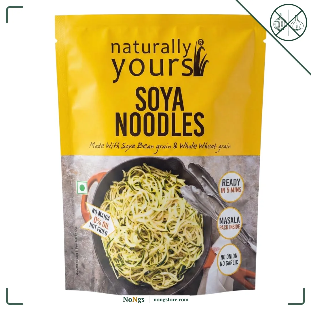 Naturally Yours Soya Hakka Noodles | Soybean & Wheat Protein | No Maida, No Onion No Garlic, Jain Friendly, Vegan, Preservative Free, No MSG | High Protein & Fiber | Tastemaker Inside | 180g Pack