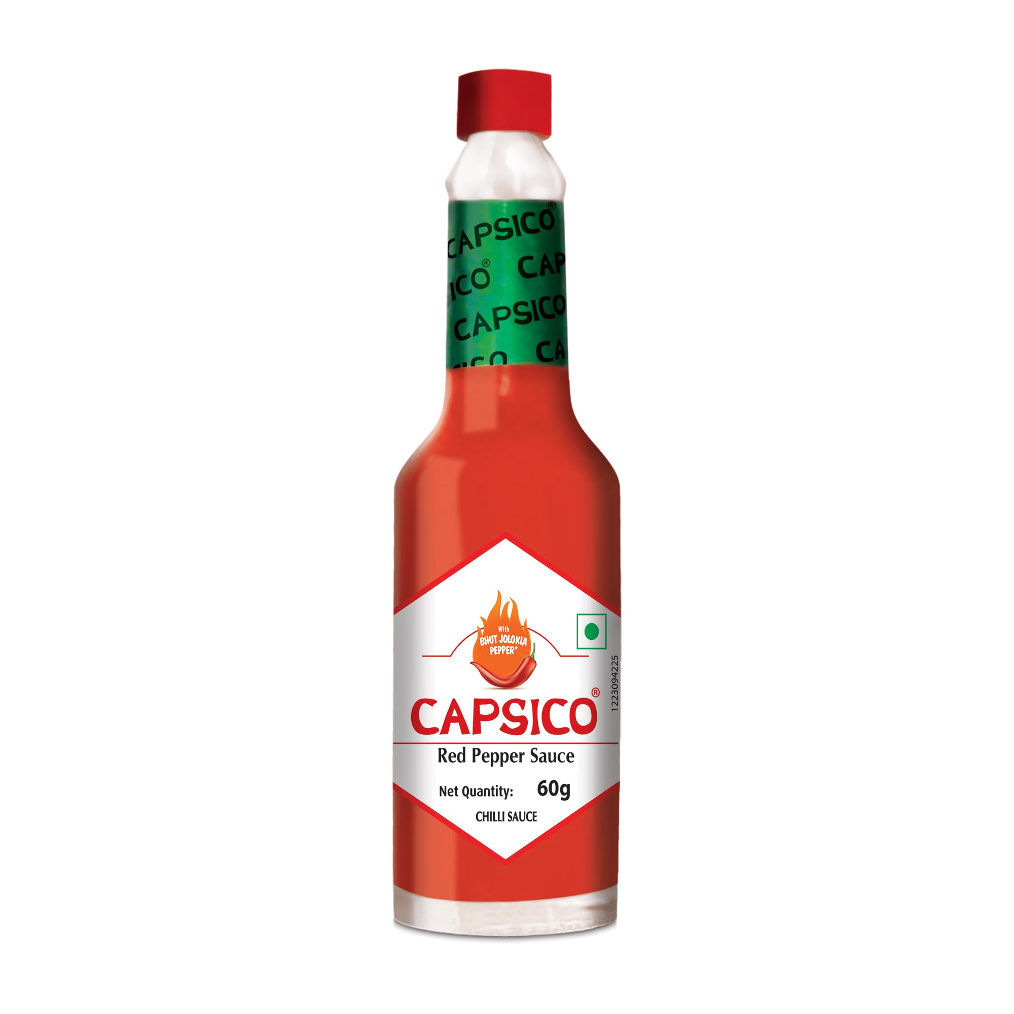 Dabur Capsico Red Pepper Sauce - 60g (Chilli Sauce) | Red Hot Sauce | For Pizza, Pasta, Sandwich & Mocktails | Made With Fresh Bhut Jolokia Pepper : Spiciest Chilli | Pure & Authentic Chilli Sauce | NO Artificial Flavours