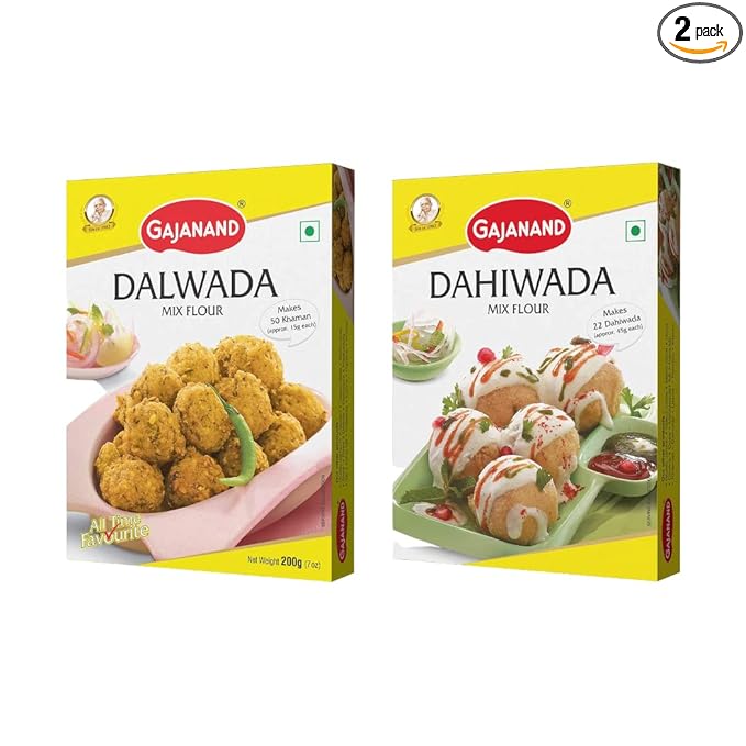 GAJANAND Instant Mix Combo Pack | Dalwada Mix Flour, Dahiwada Mix Flour, 400 gm Each | Easy to Make Healthy Breakfast mix