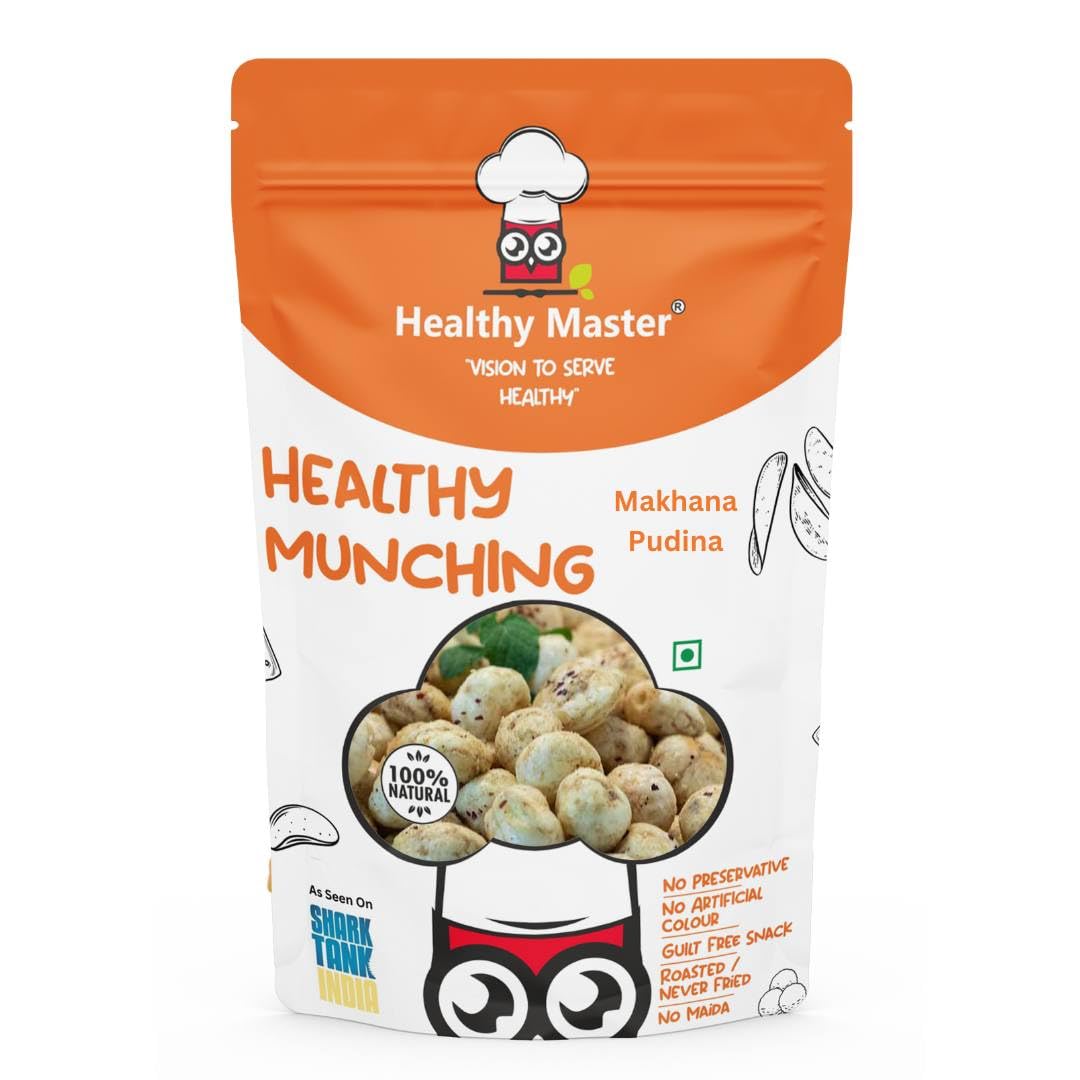 Healthy Master Roasted Makhana Pudina (Fox Nuts) 120 GM | Keto, Diabetic & Jain Friendly | Tasty &Crispy | Healthy Munchies | Snacks
