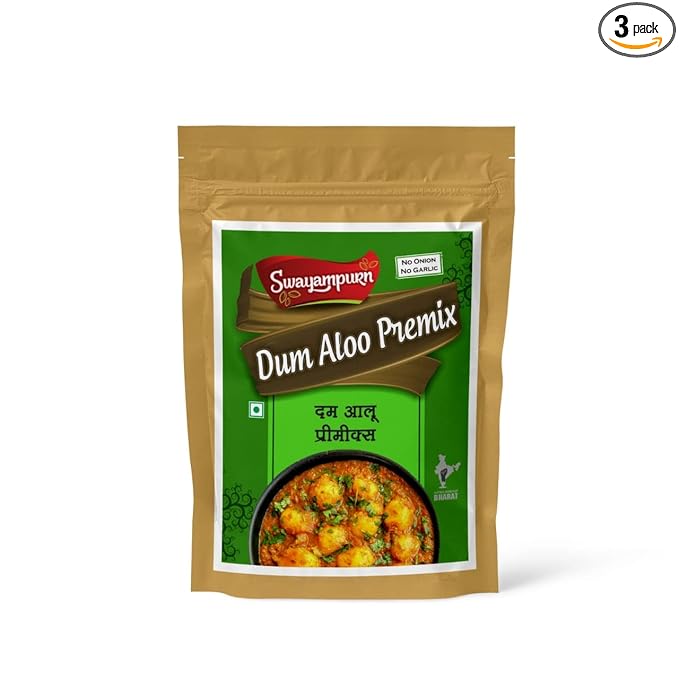 Swayampurn Dum Aloo Gravy Premix | Ready Mix Masala | Home Made | Ready to Cook | Blended Spices Mix | For Healthy & Flavourful Cooking - 180 Grams (60g x Pack 3)