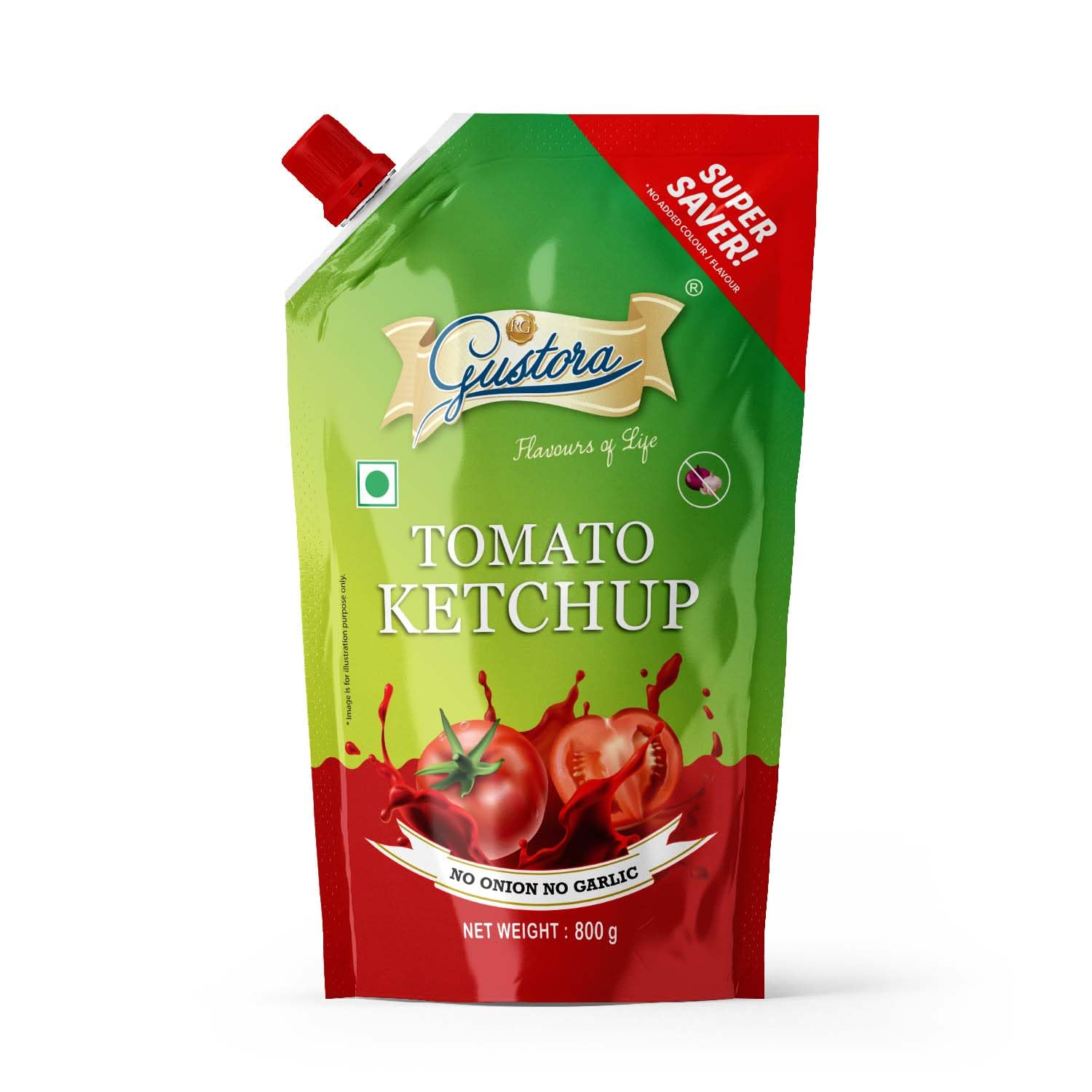 Gustora Real & Natural Rich & Flavourful No Onion no Garlic Jain Tomato Sauce I Super Saver Sweet & Tangy Jain Tomato Ketchup Combo I Non-GMO I Gluten Free I Vegetarian (800 gm)